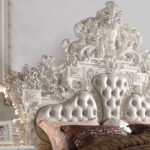 White & Cream Pearl California Bed Traditional Homey Design HD-1807 - Image 4