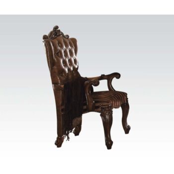 Versailles Brown Leather/Fabric Arm Chair Set of 2  by ACME
