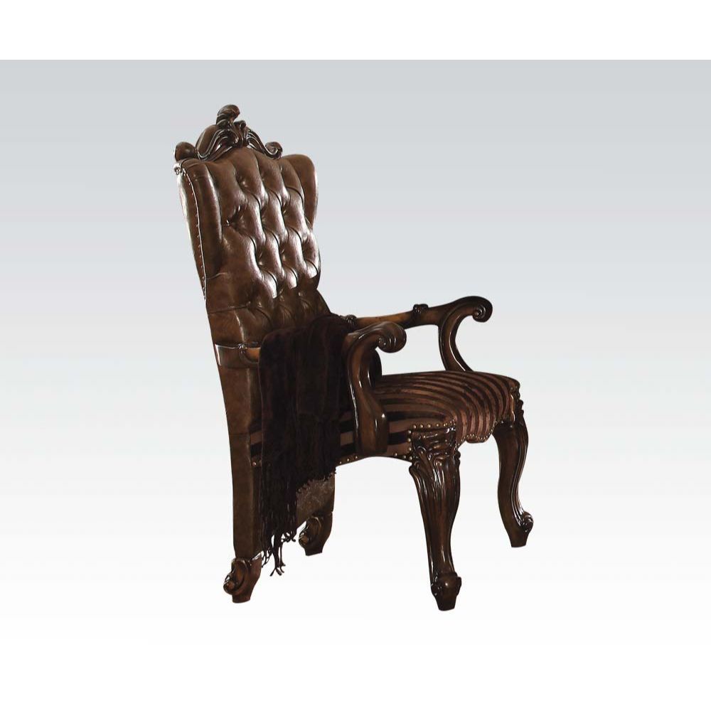 Versailles Brown Leather/Fabric Arm Chair Set Of 2 By Acme | Mobilia Cleopatra 3 Versailles Brown Leather/Fabric Arm Chair Set of 2 by ACME - Image 1