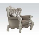Versailles Chair With 2 Pillows in Gray Leather 52127 by ACME - Image 3