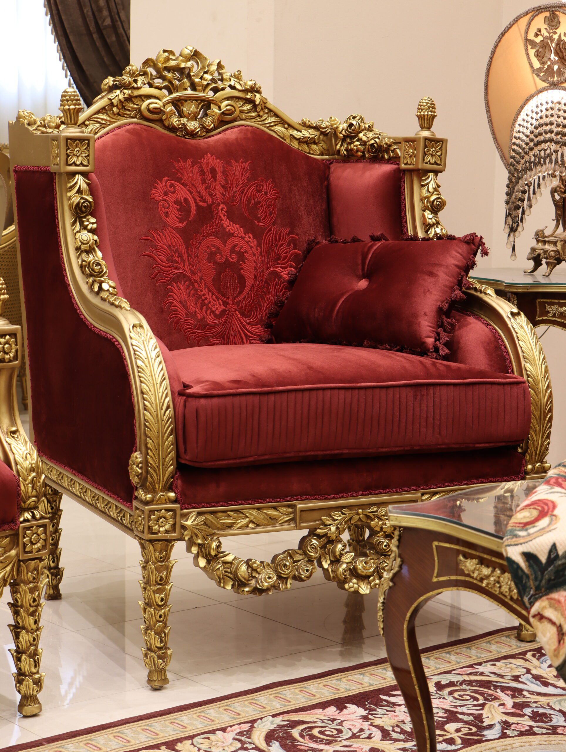 Handmade Red King Chair 1 | Mobilia Cleopatra 3 Handmade Red King Chair 1 - Image 1