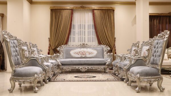 Handmade Glammed Gray Sofa - Image 3