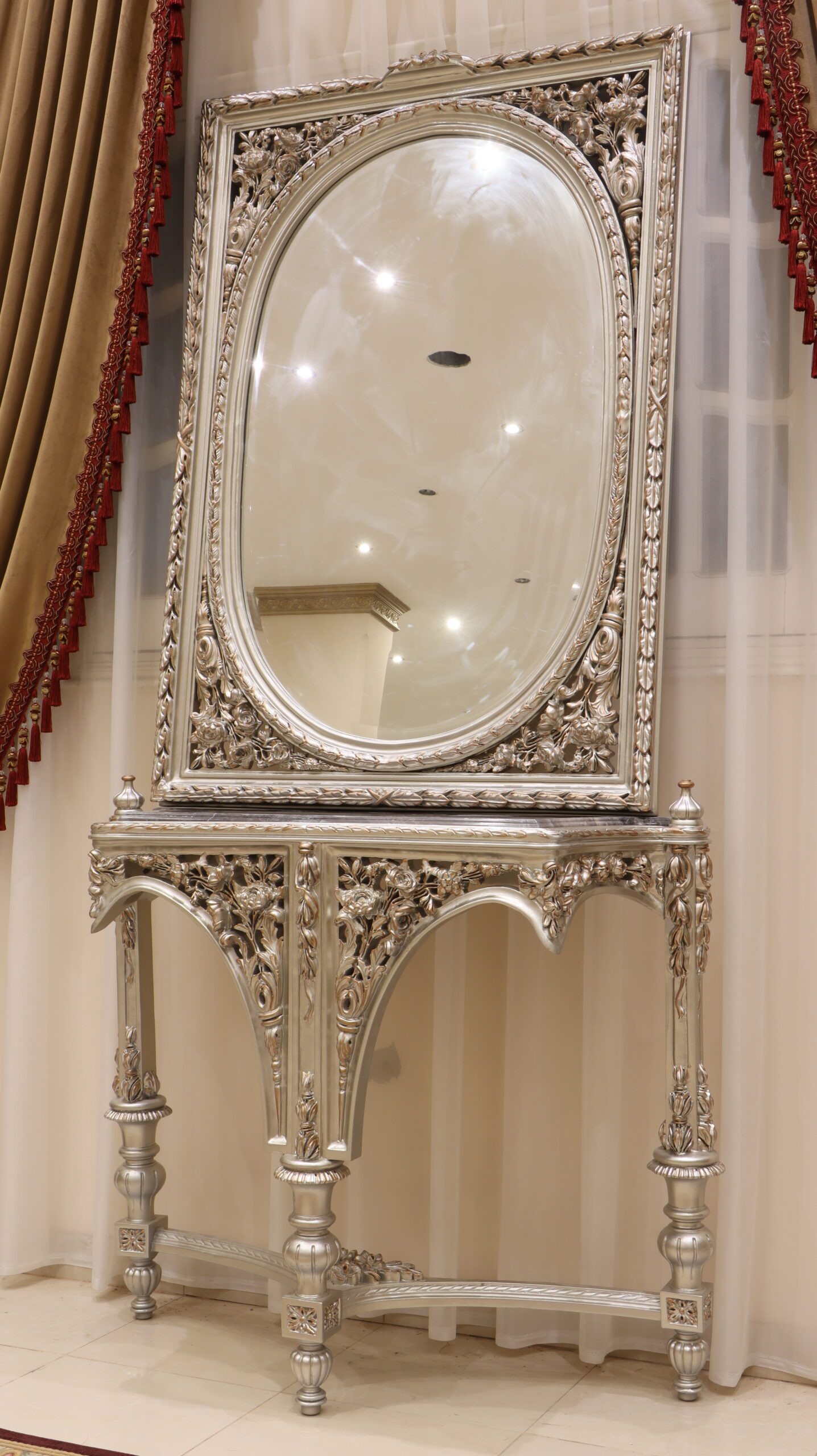 Handmade Glammed Console Table With Mirror | Mobilia Cleopatra 3 Handmade Glammed Console Table With Mirror - Image 1