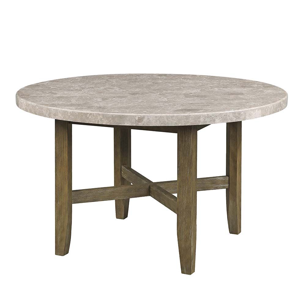 Rustic Oak Karsen Dining Table W/Marble Top Dn01449 By Acme | Mobilia Cleopatra 3 Rustic Oak Karsen Dining Table W/Marble Top DN01449 by ACME - Image 1