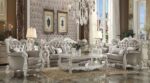 Gray Leather & Bone White Finish Versailles Loveseat 52126 by ACME - Image 2