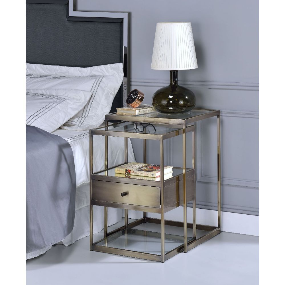 Brass Enca Nesting Table Set 84470 By Acme | Mobilia Cleopatra 3 Brass Enca Nesting Table Set 84470 by ACME - Image 1