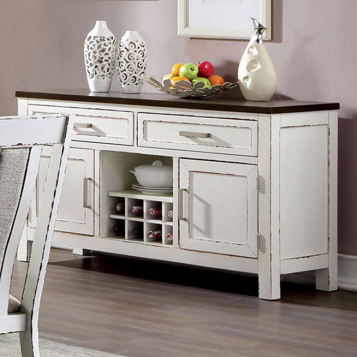Halsey Server Rustic Weathered White/Dark Walnut By Furniture Of America | Mobilia Cleopatra 3 Halsey Server Rustic Weathered White/Dark Walnut by Furniture of America - Image 1