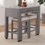 Whitehall Counter Ht. Table Rustic White/Light Gray/Beige by Furniture of America.