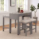 Whitehall Counter Ht. Table Rustic White/Light Gray/Beige by Furniture of America. - Image 3