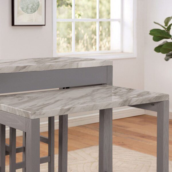 Whitehall Counter Ht. Table Rustic White/Light Gray/Beige by Furniture of America. - Image 4