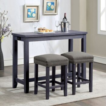 Caerleon 3 Pc. Counter Ht. Set Transitional Antique Blue/Gray by Furniture of America