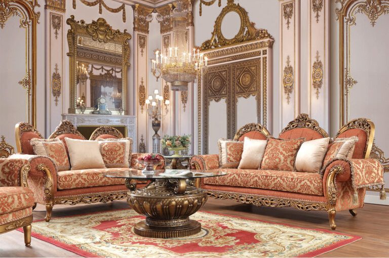 Gold Finish 3Pcs Sofa Set Traditional By Homey Design Hd-106 | Mobilia Cleopatra 3 Gold Finish 3PCs Sofa Set Traditional by Homey Design HD-106 - Image 1