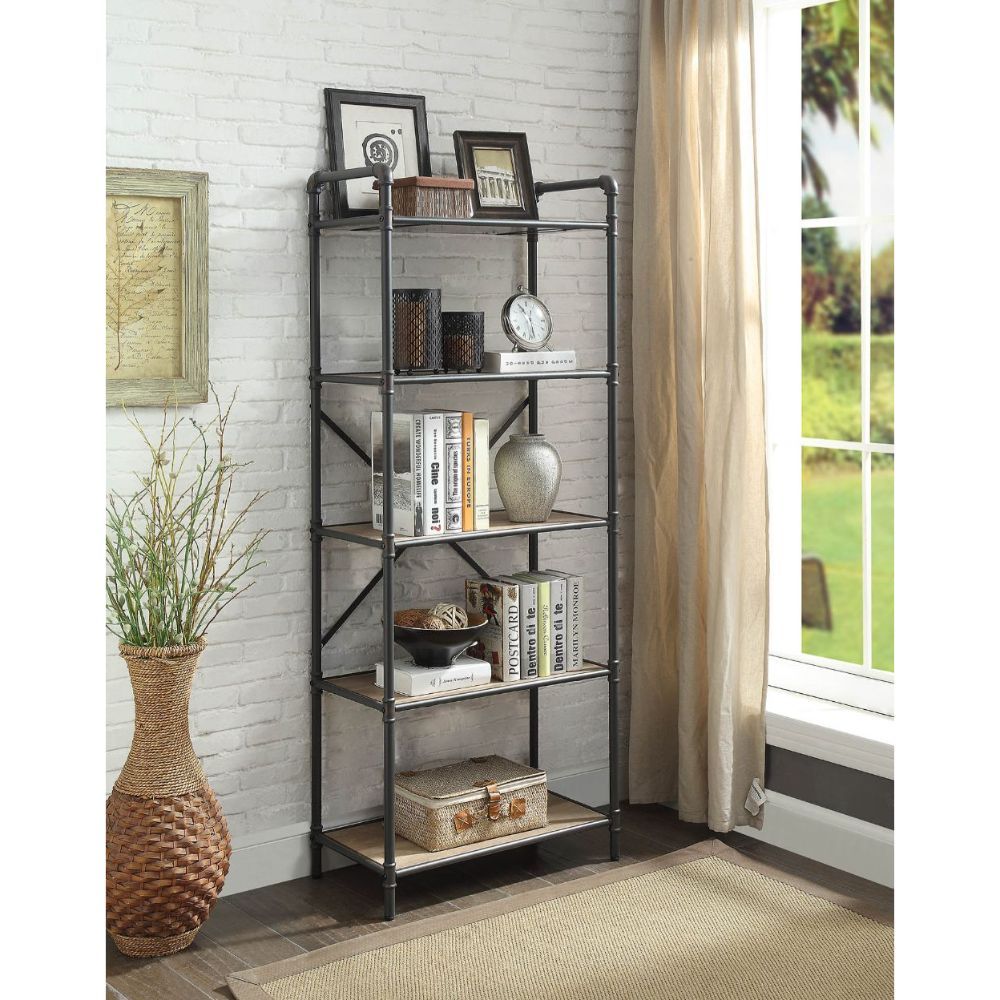 Itzel Bookshelf With 5 Wooden-Fixed Shelves By Acme | Mobilia Cleopatra 3 Itzel Bookshelf With 5 Wooden-Fixed Shelves by ACME - Image 1