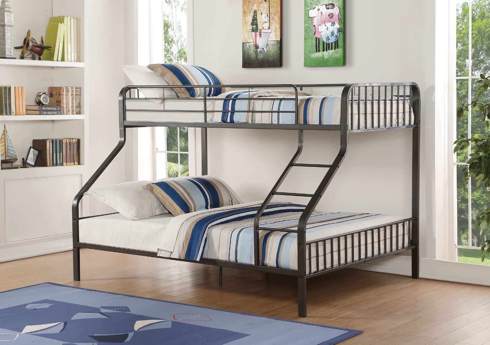 Gunmetal Caius Twin Xl/Queen Bunk Bed 37605 By Acme | Mobilia Cleopatra 3 Gunmetal Caius Twin XL/Queen Bunk Bed 37605 by ACME - Image 1