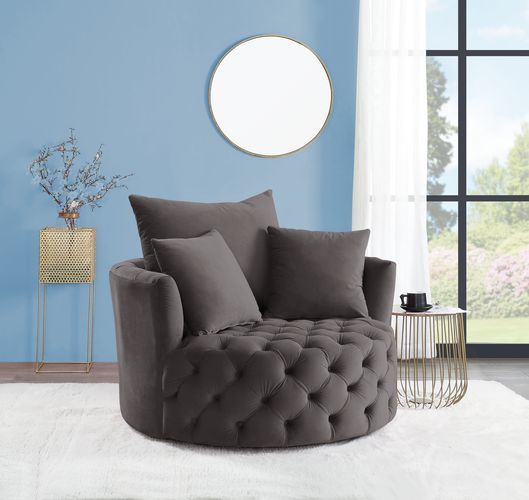 Gray Velvet Zunyas Accent Chair Ac00292 By Acme | Mobilia Cleopatra 3 Gray Velvet Zunyas Accent Chair AC00292 by ACME - Image 1