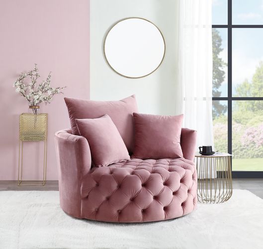 Zunyas Pink Velvet Accent Chair Ac00291 By Acme | Mobilia Cleopatra 3 Zunyas Pink Velvet Accent Chair AC00291 by ACME - Image 1