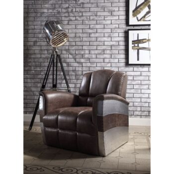 Brown Leather Brancaster Accent Chair 59716 by ACME