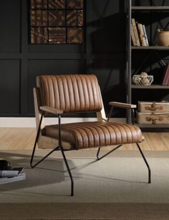 Cocoa Leather Eacnlz Accent Chair 59947 by ACME