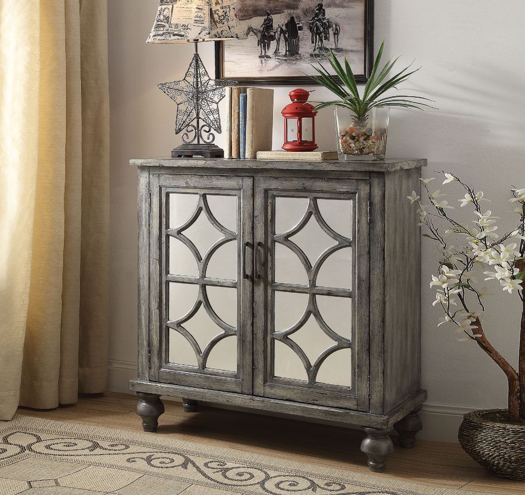 Weathered Gray Velika Console Cabinet 90284 By Acme | Mobilia Cleopatra 3 Weathered Gray Velika Console Cabinet 90284 by ACME - Image 1