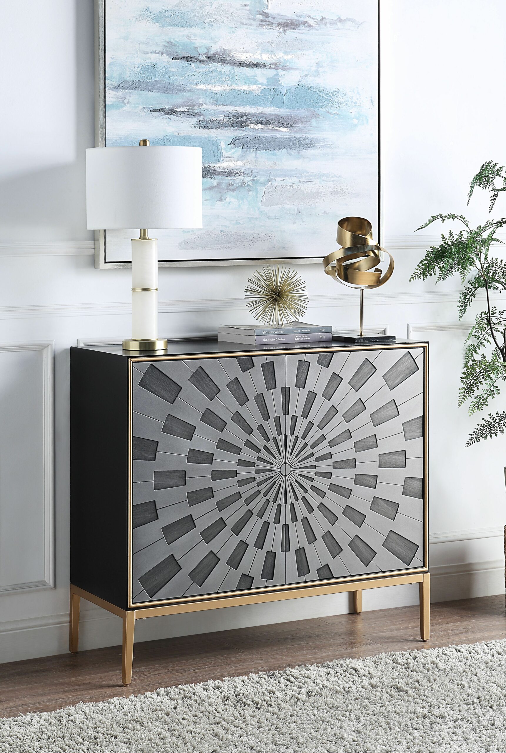 Black Quilla Console Cabinet Ac00200 By Acme | Mobilia Cleopatra 3 Black Quilla Console Cabinet AC00200 by ACME - Image 1
