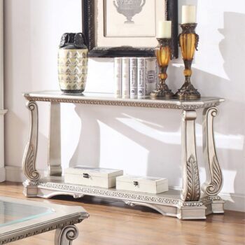 Clear Glass & Antique Silver Finish Northville Sofa Table 86933 by ACME