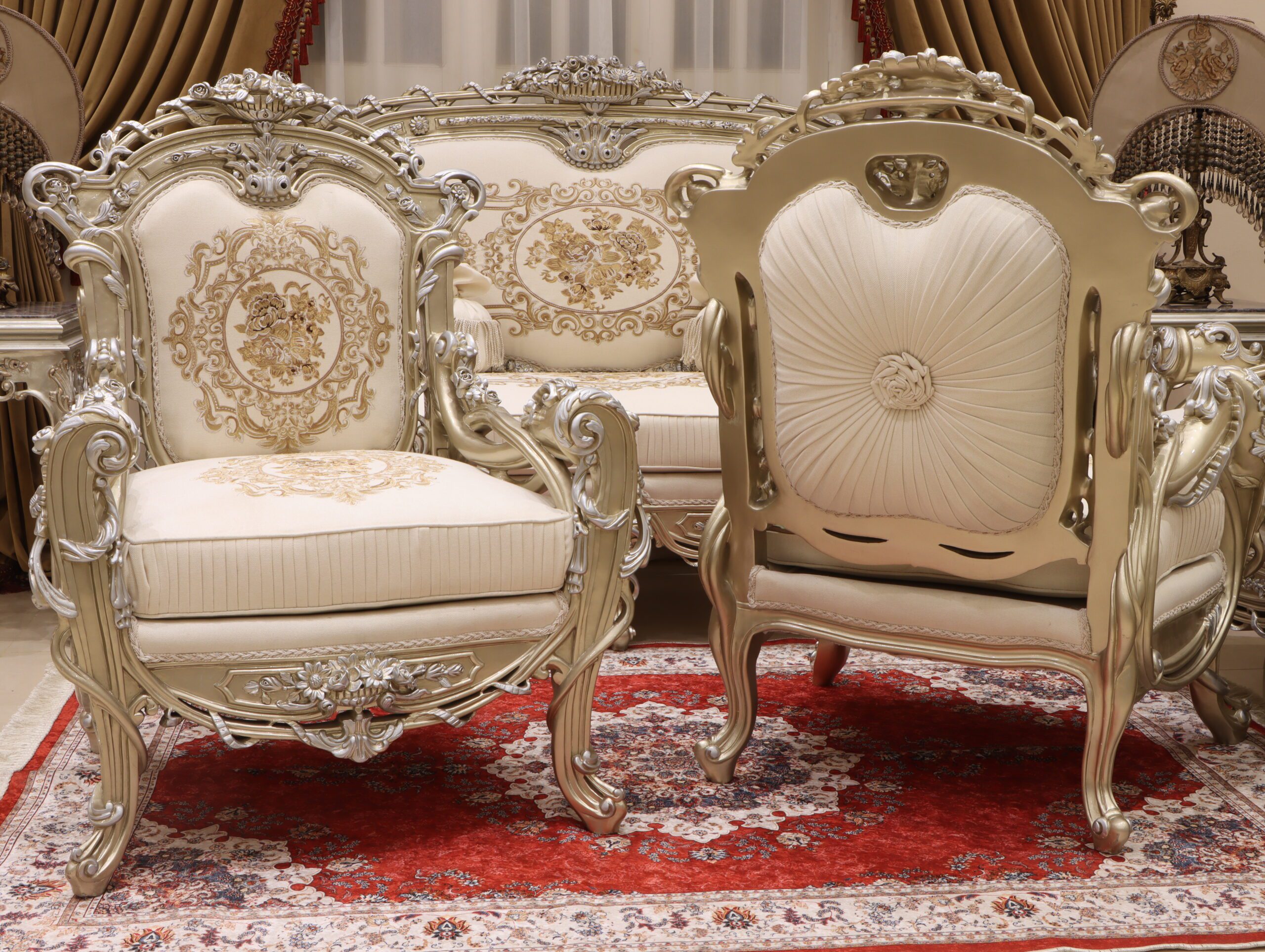 Handmade Liza Beige Chair | Mobilia Cleopatra 3 Handmade Liza Beige Chair - Image 1