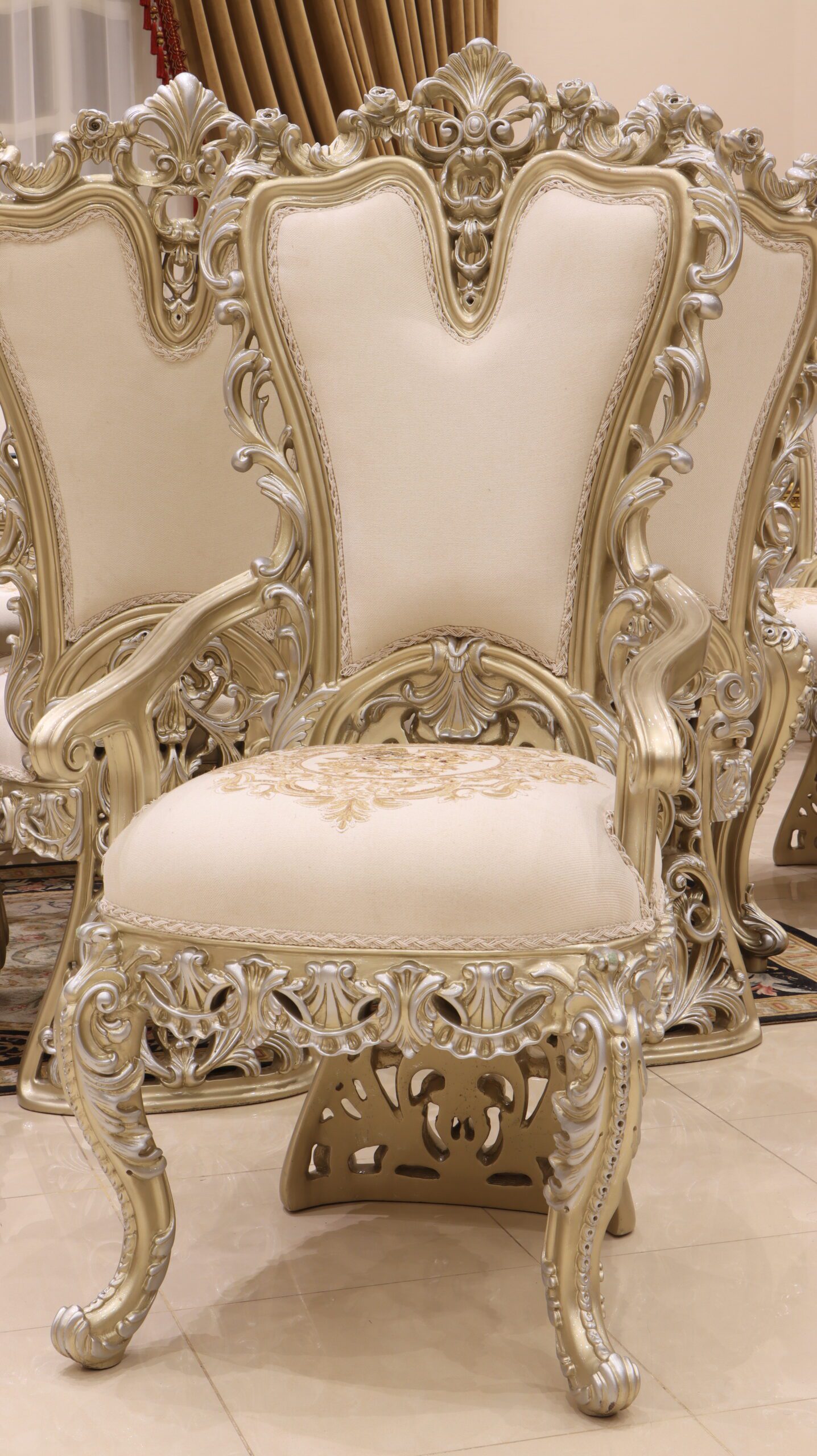 Handmade Liza Beige Dinning Arm Chair | Mobilia Cleopatra 3 Handmade Liza Beige Dinning Arm Chair - Image 1