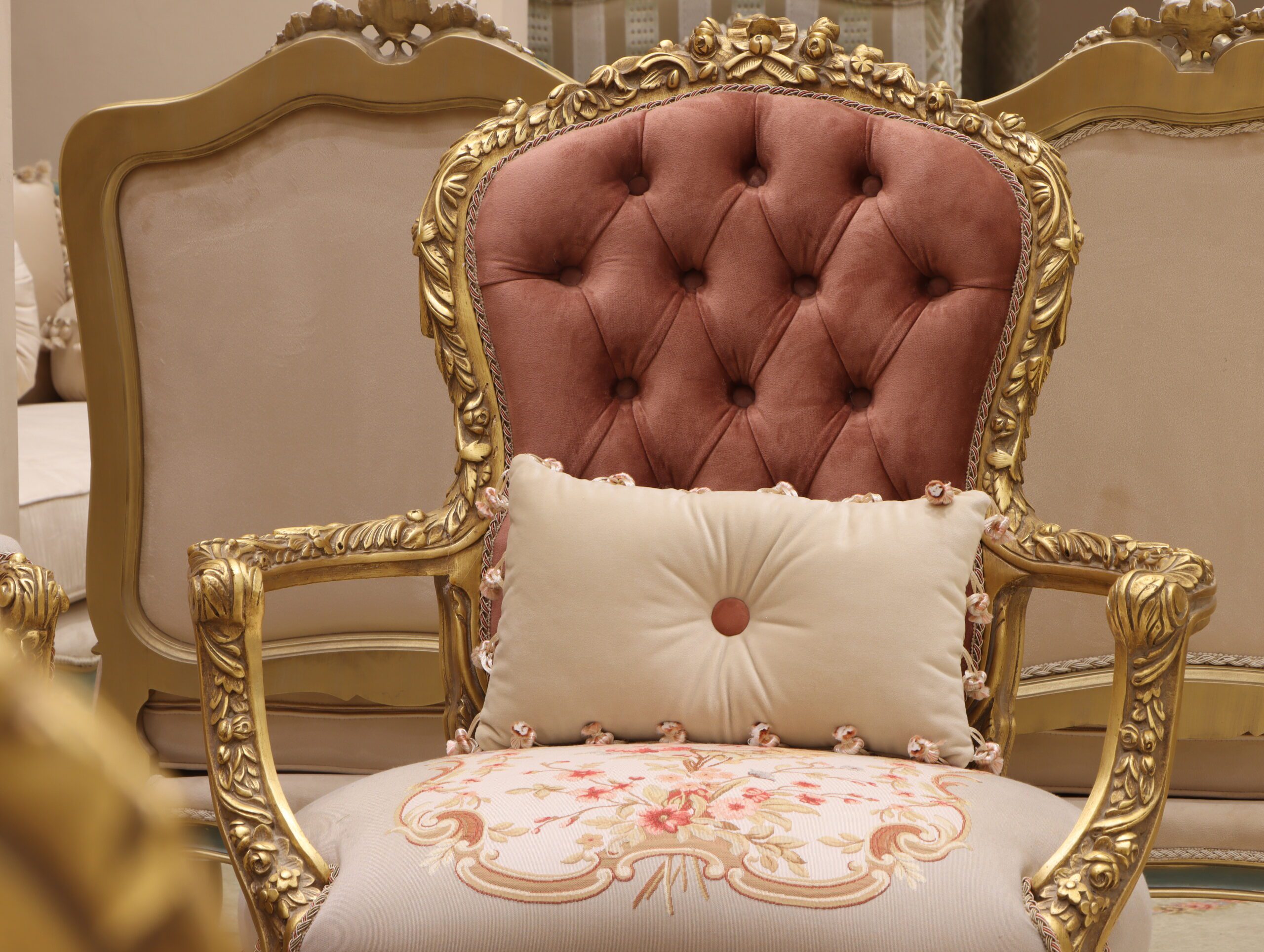 Handmade Beige Rose Chair 2 | Mobilia Cleopatra 3 Handmade Beige Rose Chair 2 - Image 1