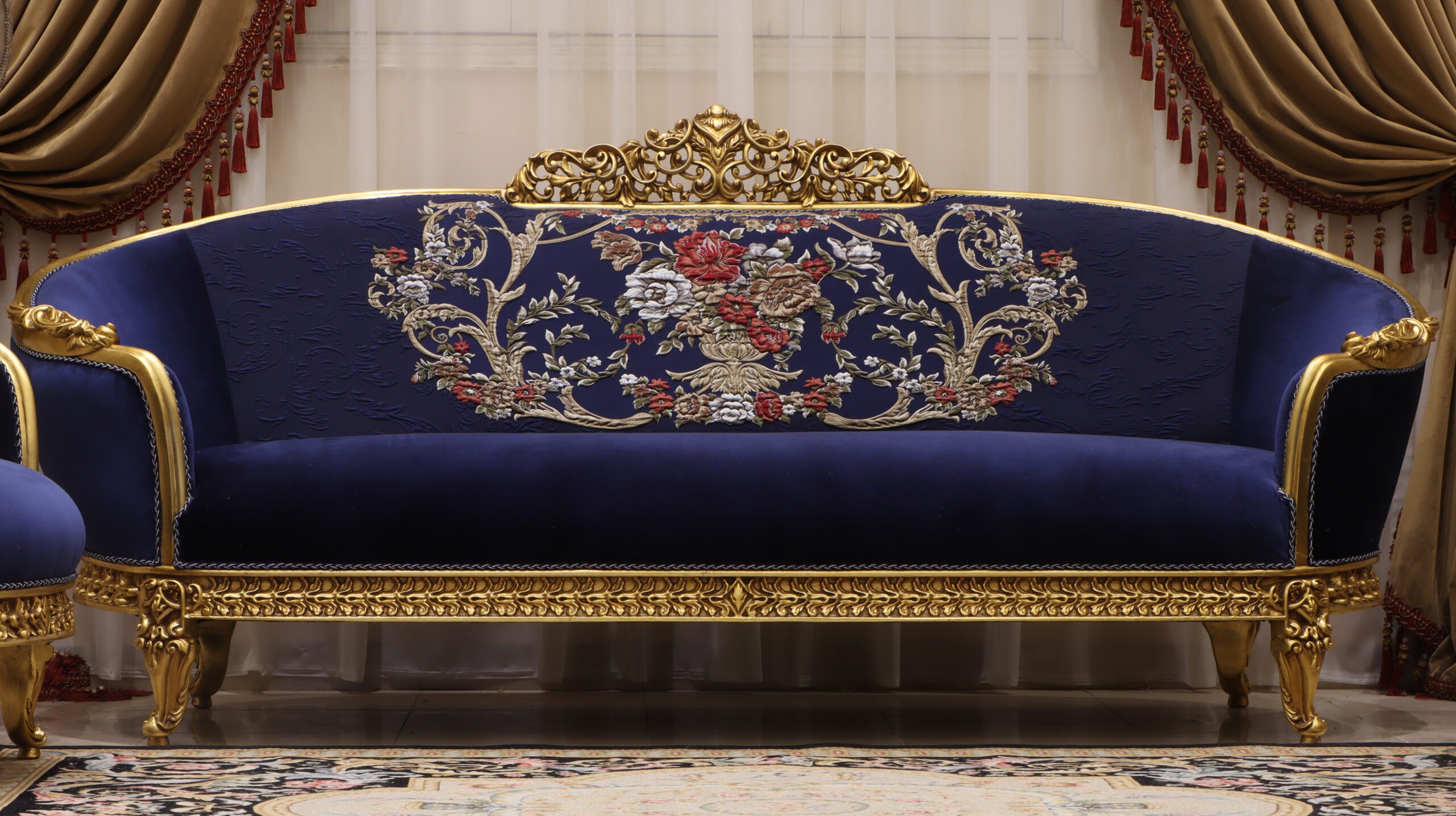 Handmade Ocean Blue Sofa | Mobilia Cleopatra 3 Handmade Ocean Blue Sofa - Image 1