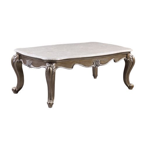 Marble Top & Antique Bronze Finish Elozzol Coffee Table Lv00302 By Acme | Mobilia Cleopatra 3 Marble Top & Antique Bronze Finish Elozzol Coffee Table LV00302 by ACME - Image 1