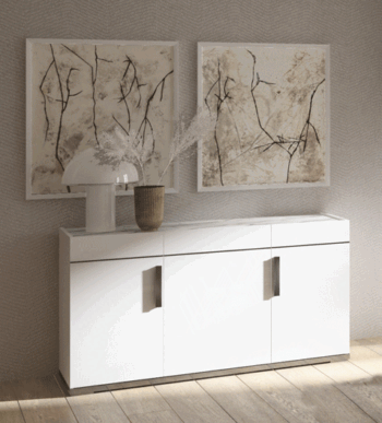 High Gloss Lacquer Carrara 3 Door Buffet By ESF Furniture