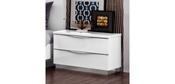 High Gloss Lacquer Onda White Nightstand i26120 By ESF Furniture