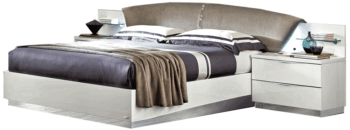 High Gloss Lacquer Onda DROP Bed WHITE p12041 By ESF Furniture