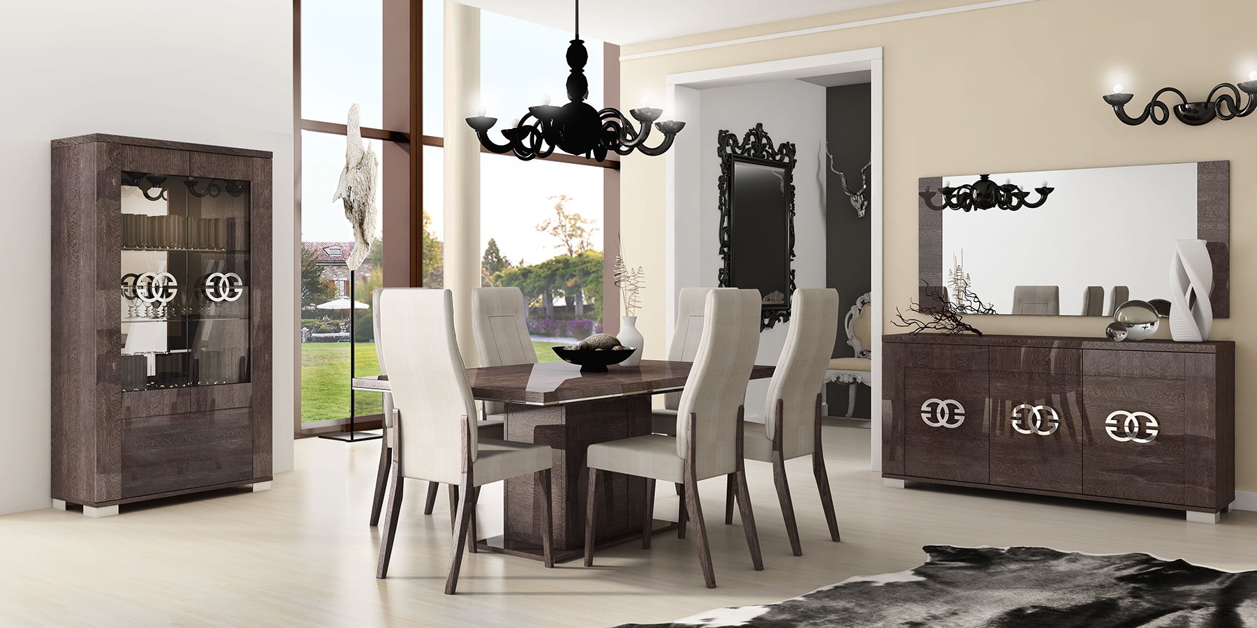 High Gloss Lacquer Prestige Dining Room Set p6737 By ESF Furniture
