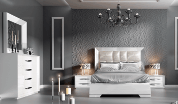High Gloss Lacquer, Mat Carmen Bedroom Set White p7227 By ESF Furniture