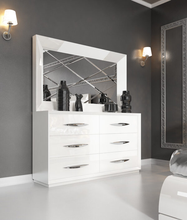 High Gloss Lacquer, Mat Carmen Bedroom Set White p7227 By ESF Furniture - Image 5