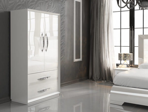 High Gloss Lacquer, Mat Carmen Bedroom Set White p7227 By ESF Furniture - Image 8