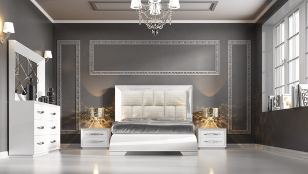 High Gloss Lacquer, Mat Carmen Bed White p11781 By ESF Furniture - Image 3