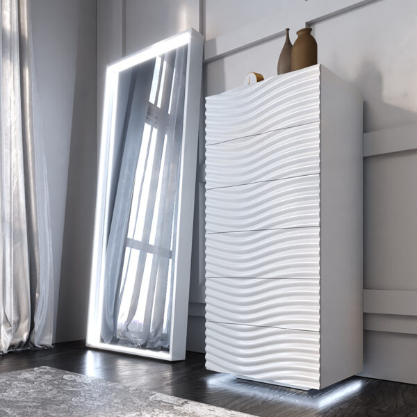 Shiny Wave Bedroom Set White p12666 By ESF Furniture - Image 6