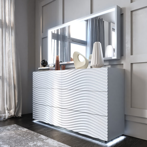 Shiny Wave Bedroom Set White p12666 By ESF Furniture - Image 7