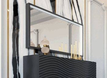 Wave DARK GREY mirror for Double dresser p13106 By ESF Furniture