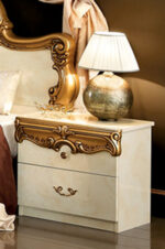 High Gloss Lacquer Barocco Ivory w/Gold Bedroom Set p4940 By ESF Furniture - Image 2