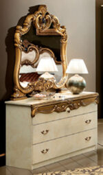 High Gloss Lacquer Barocco Ivory w/Gold Bedroom Set p4940 By ESF Furniture - Image 3