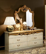 High Gloss Lacquer Barocco Ivory w/Gold Bedroom Set p4940 By ESF Furniture - Image 4