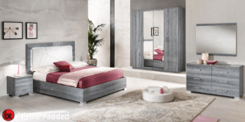 Nicole Bedroom Set w/ Upholstered HB in Grey w/ Light p12811 By ESF Furniture