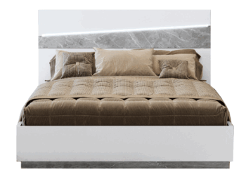 High Gloss Lacquer Alba Bed w/ Light, Italy p12190 By ESF Furniture