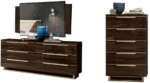 High Gloss Lacquer, Mat Smart Double dresser w/ mirror and chest Walnut p12684 By ESF Furniture