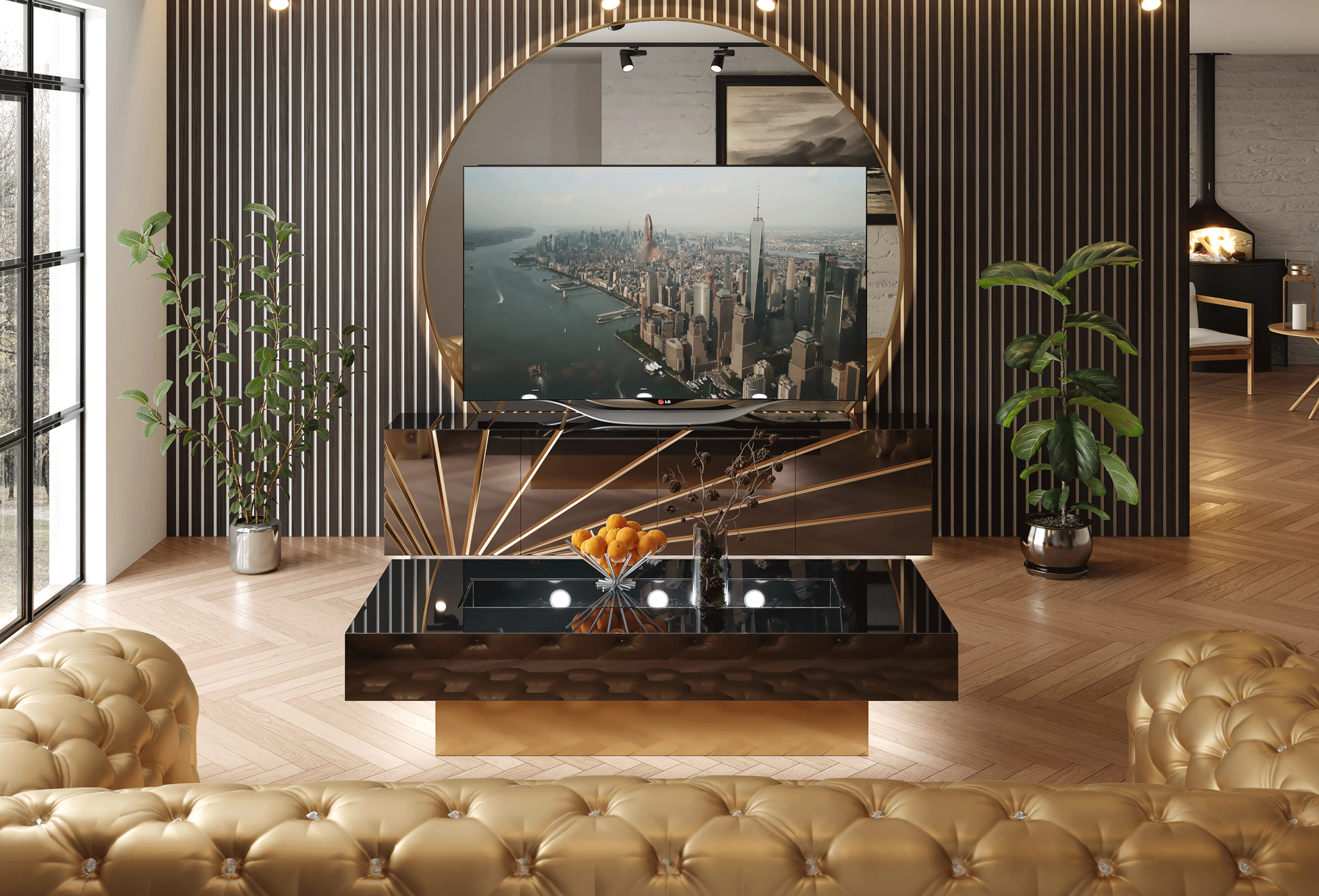 Black And White Living Room Oro Set Additional Items P12708 By Esf Furniture | Mobilia Cleopatra 3 black and white living room