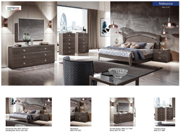 High Gloss Lacquer Nabucco Night Bedroom Set Silver Birch p12159 By ESF Furniture - Image 2
