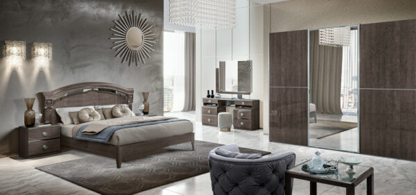 High Gloss Lacquer Nabucco Night Bedroom Set Silver Birch p12159 By ESF Furniture - Image 3